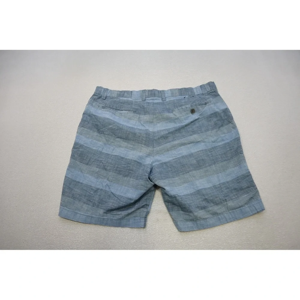 Banana Republic Casual Shorts Men 36 Blue Excellent Striped Cotton Flat‎ Front
